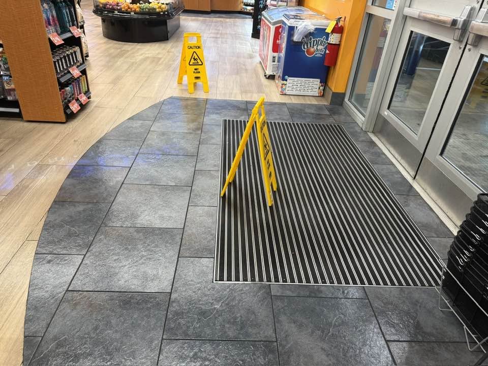 Gas station entrance tile after cleaning